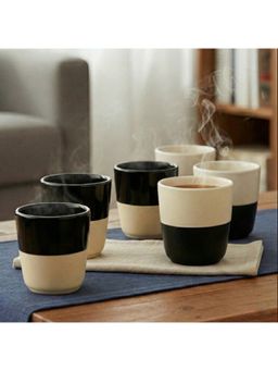 BlackCarrot - 6 Piece Black & White Ceramic Cup Set