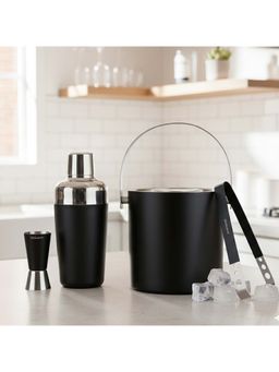 BlackCarrot - Black Stainless Steel Bartender Professional Cocktail Shaker Set