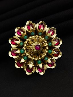 Fabindia - Gold Silver Pearl Polki Ring