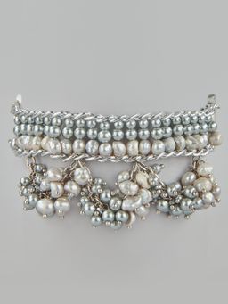House of D'oro - Fenella Silver Clustered Pearl Bracelet