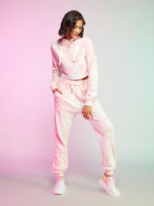 Buy MIXT by Nykaa Fashion Pink And White Tie Dye Hoodie Jogger Co
