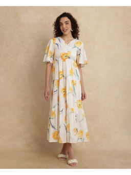 RAREISM - Janpa Primary Off White Fit & Flare Maxi Dress