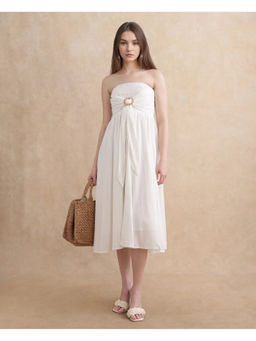 RAREISM - Janpla Primary Off White Fit & Flare Midi Dress