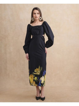 RAREISM - Janqurt Primary Black Fitted Maxi Dress