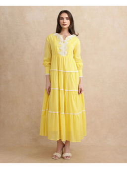 RAREISM - Janron Primary Mustard Fit & Flare Maxi Dress