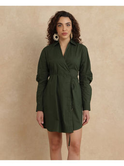 RAREISM - Ronal Dark Olive A-Line Mini Dress