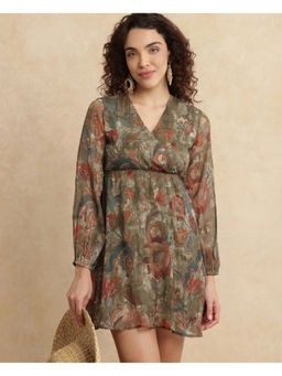 RAREISM - Ronax Primary Green Fit & Flare Mini Dress