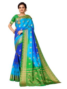 Odette - Multi-Color Banarasi Silk Woven Saree with Unstitched Blouse