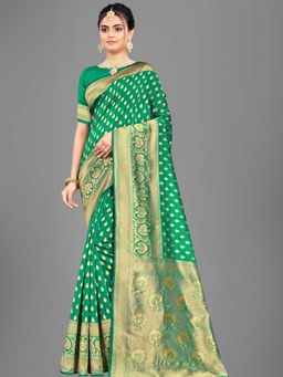 Odette - Green Banarasi Silk Woven Design Saree with Unstitched Blouse