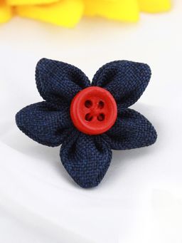 PELUCHE - Button Flower Blue Brooch Lapel Pin For Men