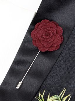 PELUCHE - Blooming Charm Maroon Brooch Lapel Pin For Men