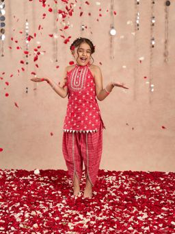 Lil Drama - Jaipur Girls Pink Cotton Kurta With Dhoti (Set of 2)