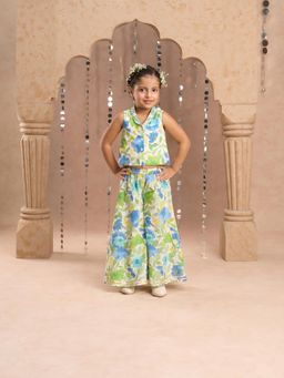 Lil Drama - Jaipur Girls Green Cotton Ethnic Co-Ord (Set of 2)