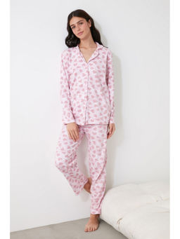 Trendyol - Pink Heart Print Pyjamas (Set of 2)