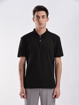 Calvin Klein - Solid Regular-Fit Cotton Black Polo T-Shirt