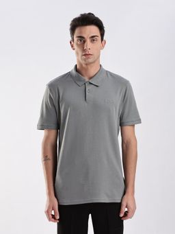Calvin Klein - Solid Regular-Fit Cotton Grey Polo T-Shirt