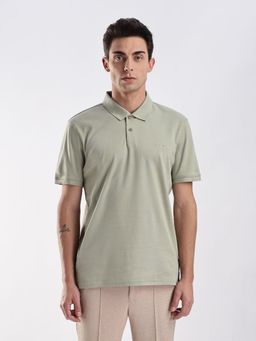 Calvin Klein - Solid Regular-Fit Cotton Green Polo T-Shirt