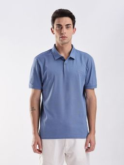 Calvin Klein - Solid Regular-Fit Cotton Blue Polo T-Shirt