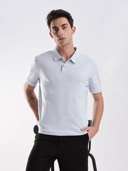 Calvin Klein - Solid Regular-Fit Cotton Blue Polo T-Shirt