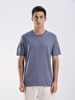 Calvin Klein - Solid Regular-Fit Cotton Blue T-Shirt