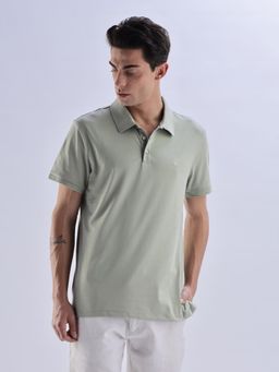 Calvin Klein - Solid Regular-Fit Cotton Green Polo T-Shirt