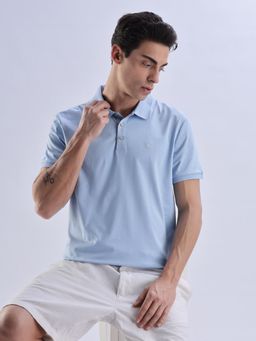 Calvin Klein - Solid Regular-Fit Cotton Blue Polo T-Shirt