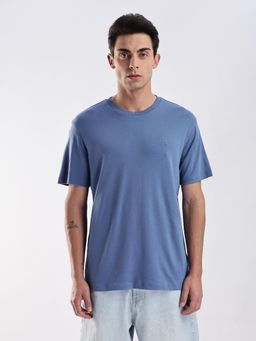 Calvin Klein - Solid Regular-Fit Cotton Blue T-Shirt