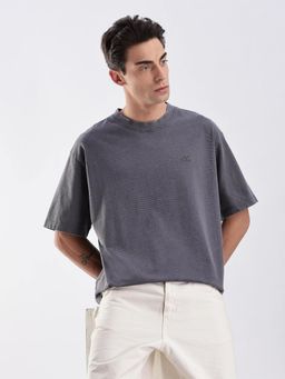 Calvin Klein - Solid Relaxed-Fit Cotton Grey T-Shirt