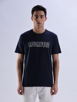 Calvin Klein - Logo Regular-Fit Cotton Navy Blue T-Shirt