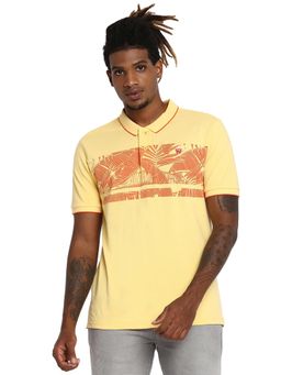 Wrangler - Men Yellow Placement Print Regular Fit Polo T-shirt