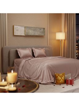 Stoa Paris - Champagne Satin Double Bedsheet with 2 Pillow Covers