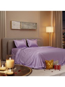 Stoa Paris - Lavender Queen Flat Satin Bedsheet with 2 Pillow Covers