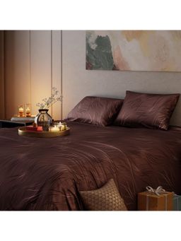 Stoa Paris - Chocolate Noir Printed Satin King Bedsheet with 2 Pillow Covers