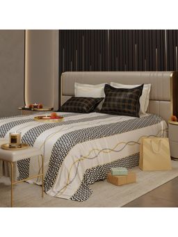 Stoa Paris - Baroque Satin Couture Crescendo Printed Super King Bed Sheet Set With 4 Pillow Covers