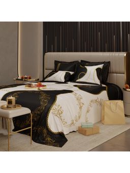 Stoa Paris - Baroque Satin Fashion Finale Printed Super King Bed Sheet Set With 4 Pillow Covers