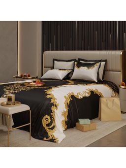 Stoa Paris - Baroque Satin Ritzy Affair Printed Super King Bed Sheet Set With 4 Pillow Covers