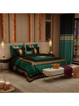 Stoa Paris - Coronation 300 Tc Sateen Jade'S Crown Printed Super King Ensemble 9 Piece Bed In Bag