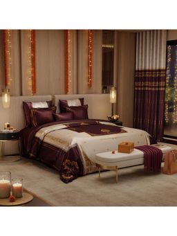 Stoa Paris - Coronation Sateen Cabernet Royale Printed Super King Ensemble 9 Piece Bed In Bag