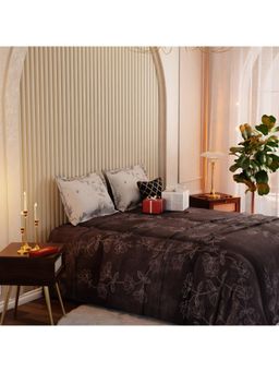 Stoa Paris - Whispers of Paris Percale Cocoa Patina Super King Bed Sheet Set with 2 Pillow Cover