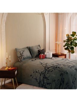 Stoa Paris - Whispers of Paris Percale Teal Perch Super King Bed Sheet Set with 2 Pillow Cover