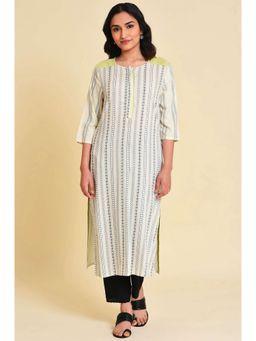 W - Printed Kurta White
