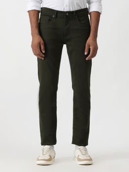 Greenfibre - Olive Green Cotton Blend Dobby Jeans