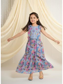Mini Stitch - Girls Digital Printed Embroidered Top with Sharara- Multi-Color