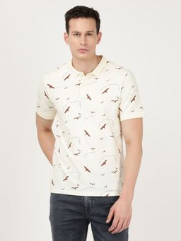 Lee - Men Printed Beige Polo T-Shirt (Slim)