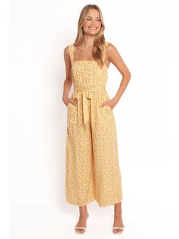 Petal & Pup - Yellow Floral Mishia Tie Waist Jumpsuit