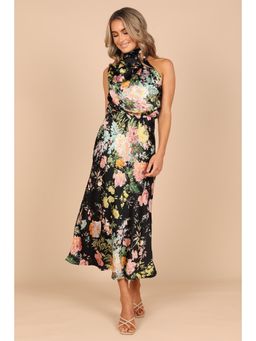 Petal & Pup - Black Floral Anabelle Halter Neck Midi Dress