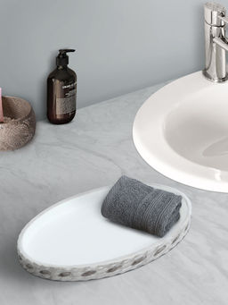 OBSESSIONS - Polyresin Textured Bathroom Tray - White