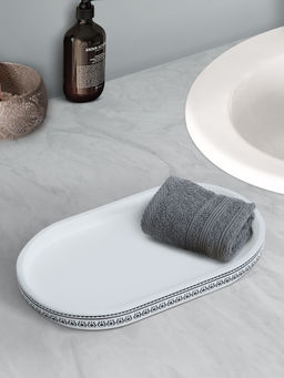 OBSESSIONS - Polyresin Printed Bathroom Tray - White & Black