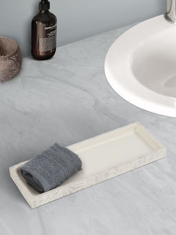 OBSESSIONS - Polyresin Textured Bathroom Tray - Beige