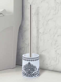 OBSESSIONS - Polyresin Printed Toilet Brush with Holder - White & Black
